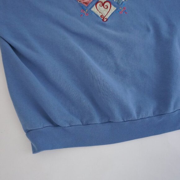 Vintage M&C Sportswear Blue w Daisy Dove Heart Star Crewneck Sweater Xl - Picture 7 of 11
